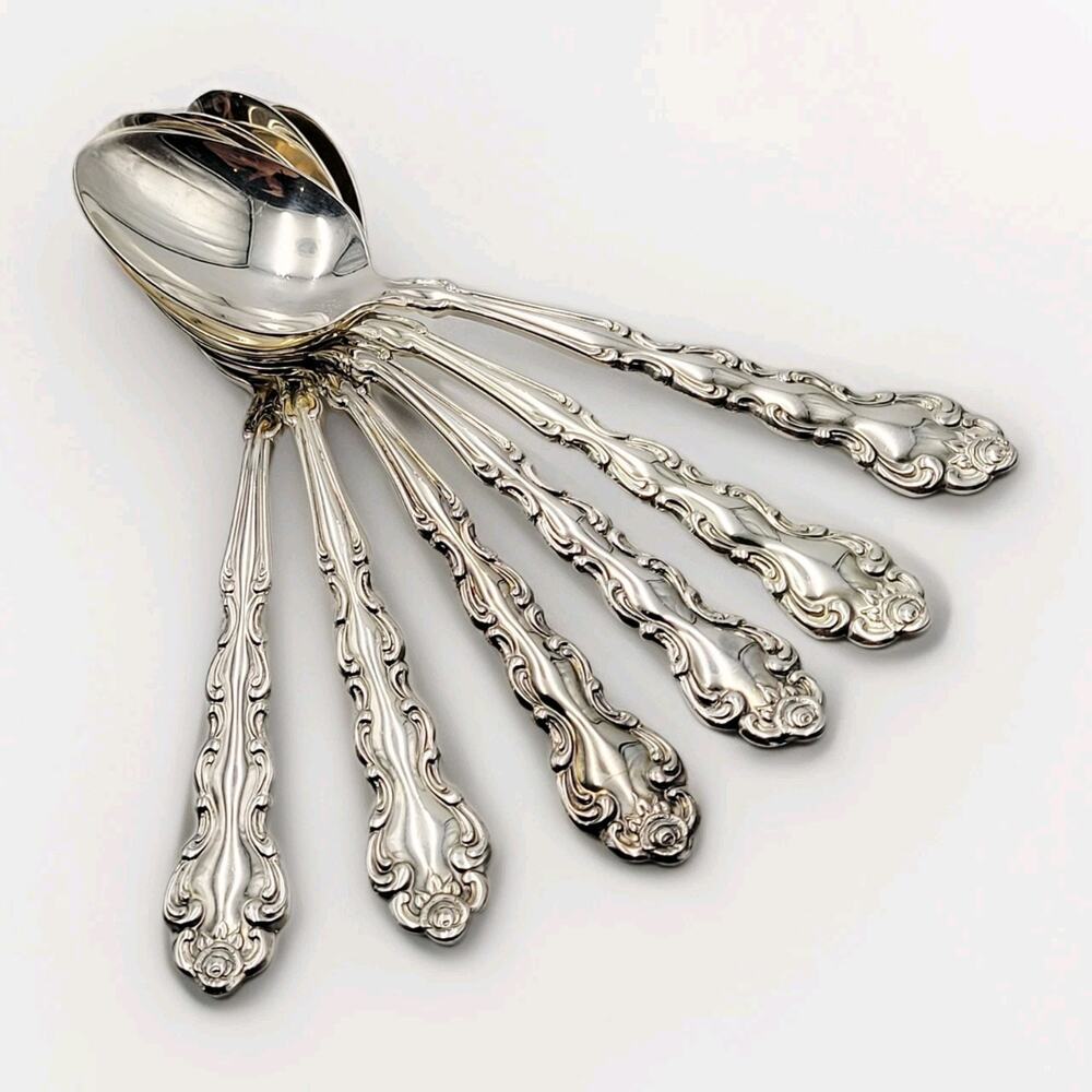 ONEIDA Community Beethoven Teaspoon Silverplate Baroque Vtg Set 6